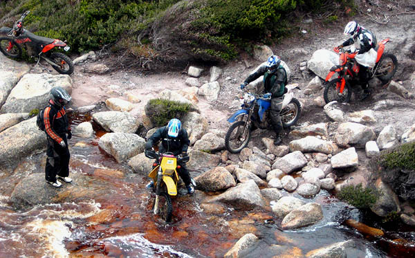 
 2008 St Helens to Strahan Ride 
 Crossing Granite Creek 
