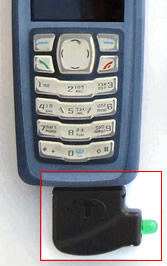
 The NuvoGuard Clip Pro (formerly Teleguard Clip Pro) 
 by Novalutions, shown attached to a suitable cell phone. 
