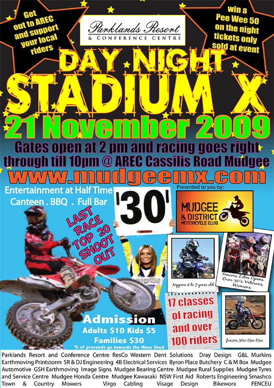
 Mudgee and District Motorcycle Club 
 Day/Night Stadium X Poster 
