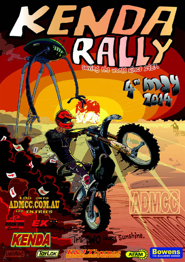 
 2012 Kenda Rally hosted by the 
 Alexandra District Motorcycle Club <br>
 Poster Art by Lambhead 
 