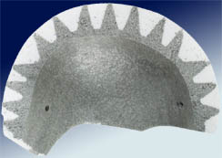 
 A cross section view of the 
 Cone-Head® Technology helmet liner
